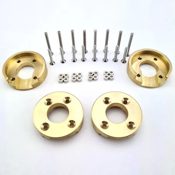 4 pcs. Brass crawler axle weights made of brass incl. 20 pcs. VA stud screws